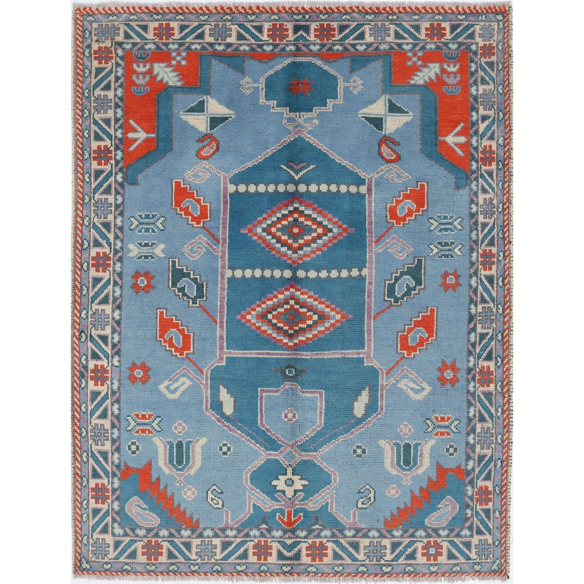 Revival 5x6 Handmade Double Knotted Washable Wool Rug - Colorful