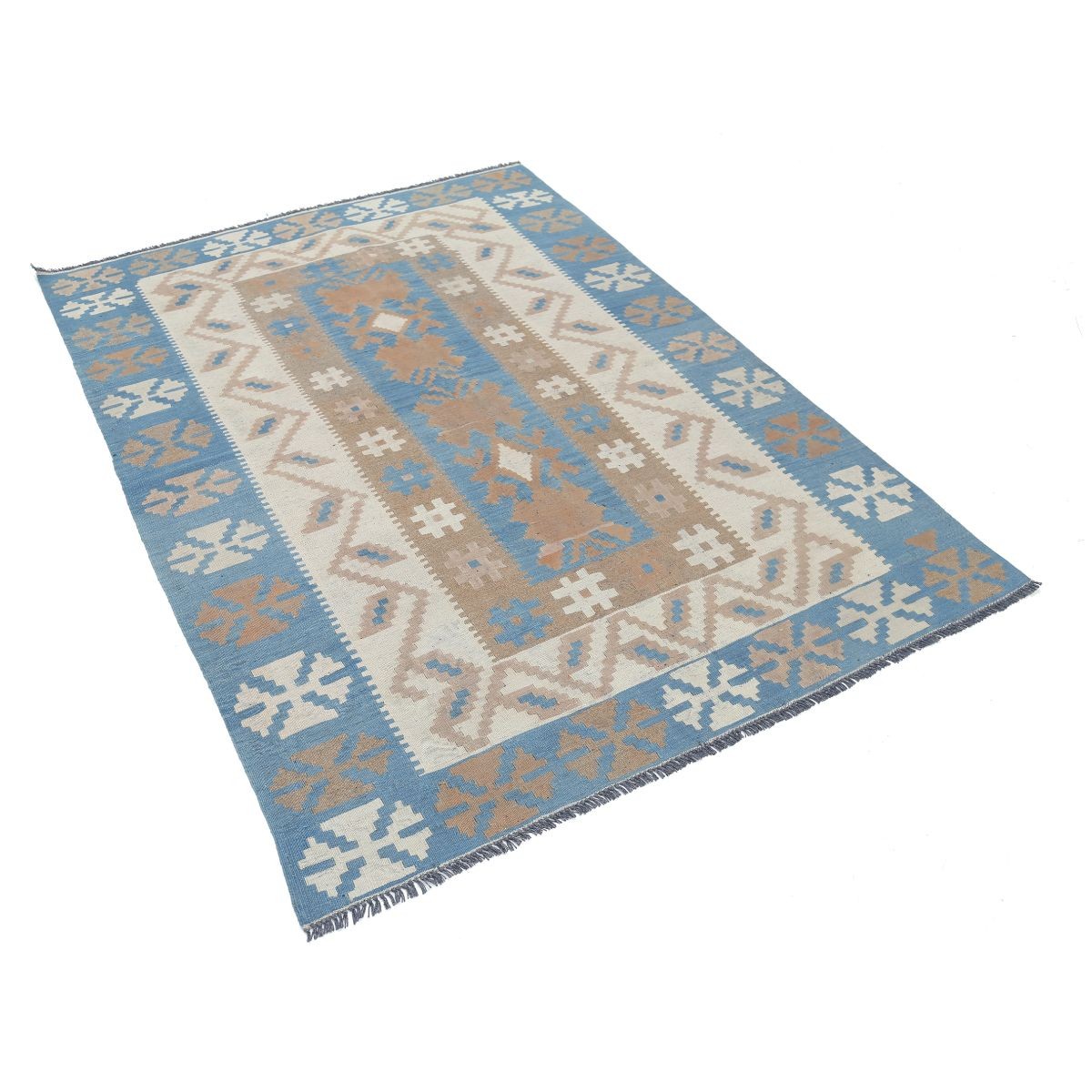 Kafkaas 5x7 Hand Woven Washable Wool Rug - Soft Hues