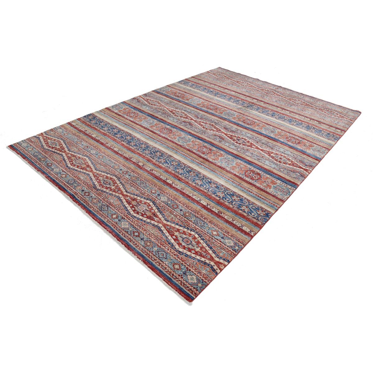 Khurjeen 6x9 Handmade Double Knotted Washable Wool Rug - Colorful