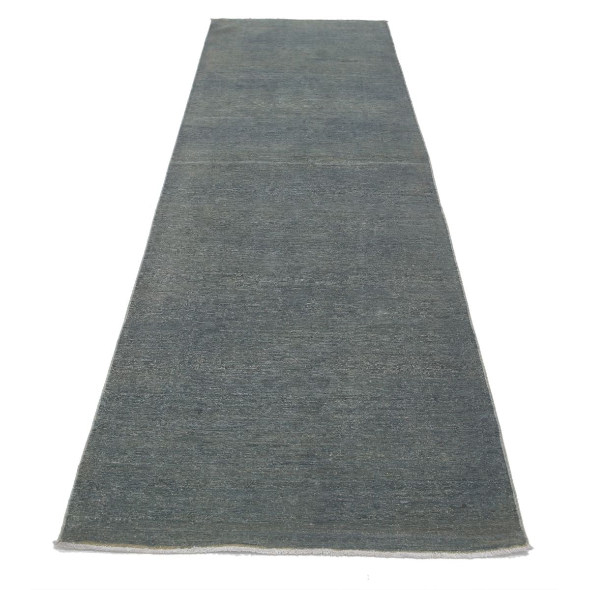 Fine 3x11 Handmade Double Knotted Washable Wool Runner - Monochormatic