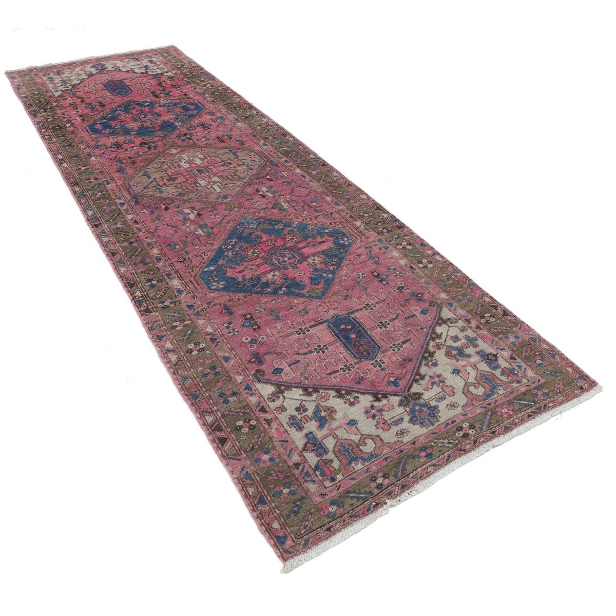 Vintage 4x11 Handmade Double Knotted Washable Wool Runner - Soft Hues