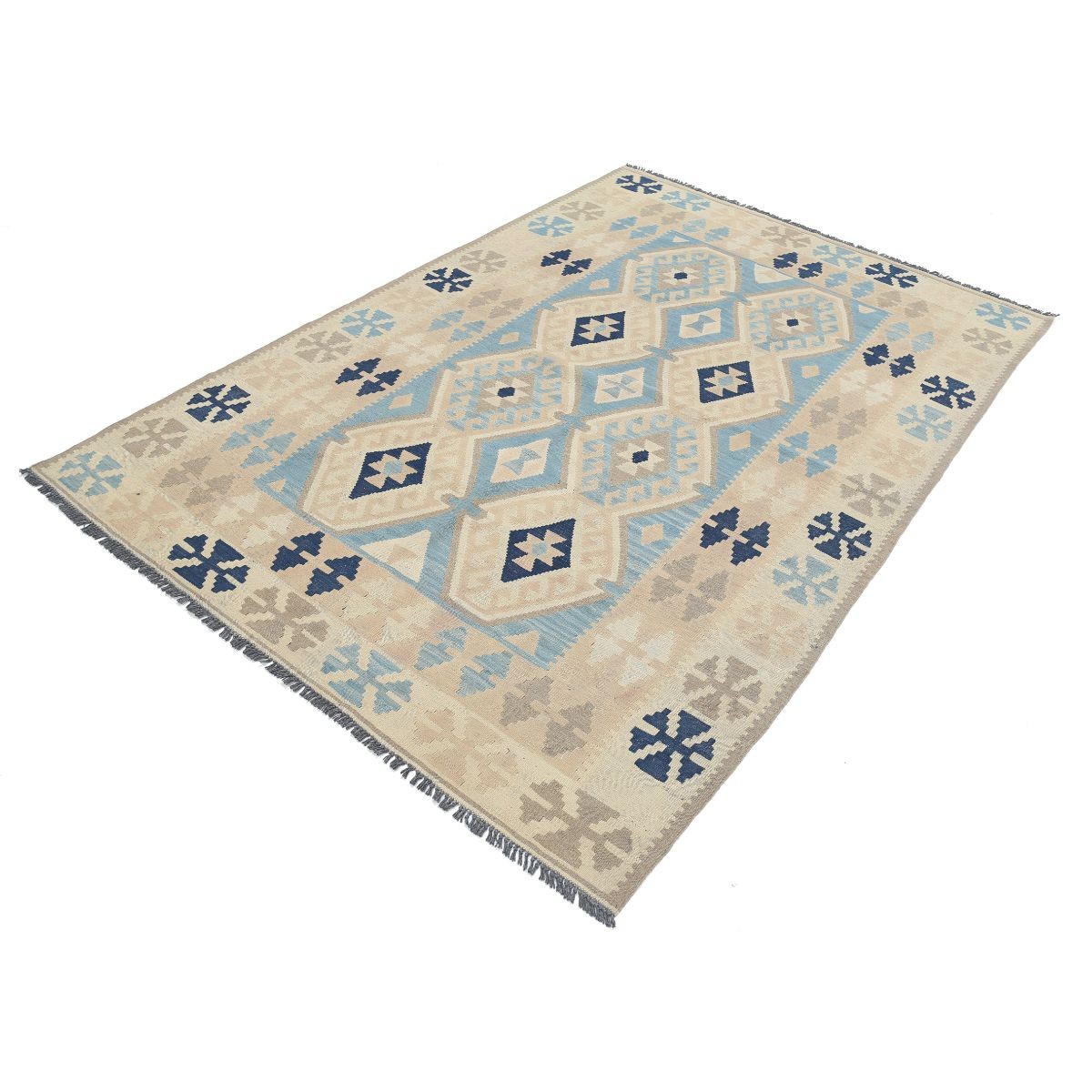 Kafkaas 5x7 Hand Woven Washable Wool Rug - Soft Hues