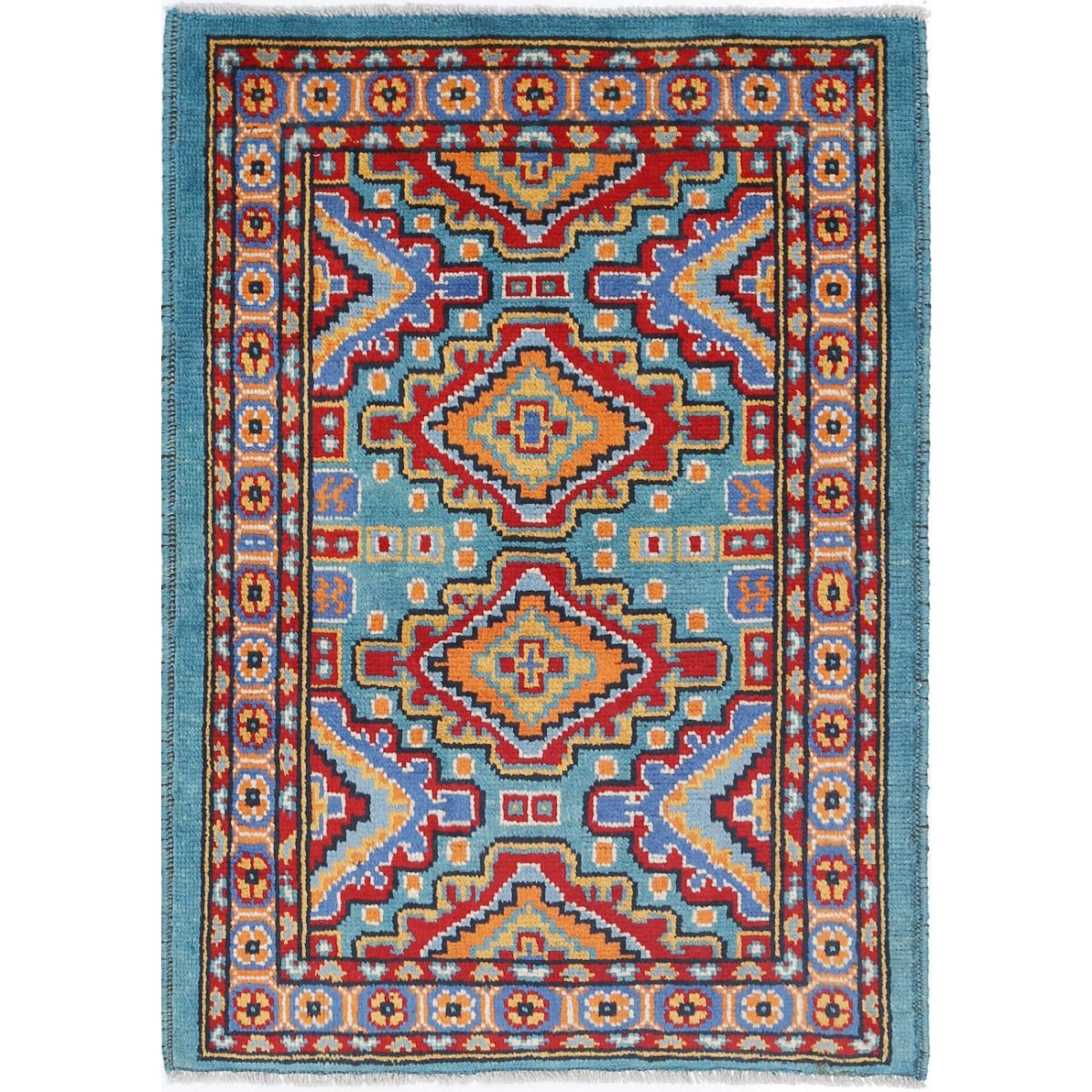 Revival 3x4 Handmade Double Knotted Washable Wool Rug - Colorful