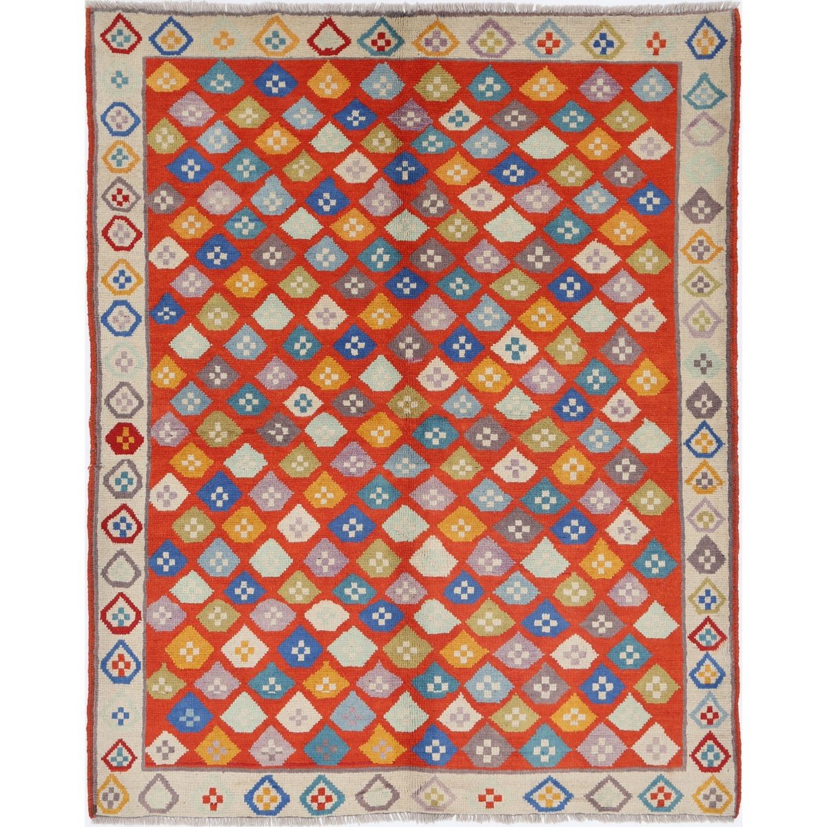 Revival 5x6 Handmade Double Knotted Washable Wool Rug - Colorful