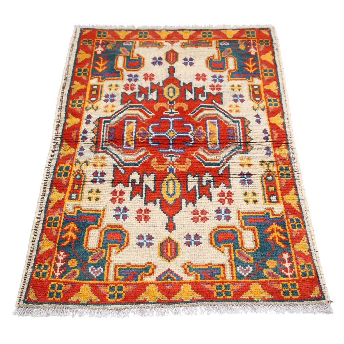 Revival 3x4 Handmade Double Knotted Washable Wool Rug - Colorful