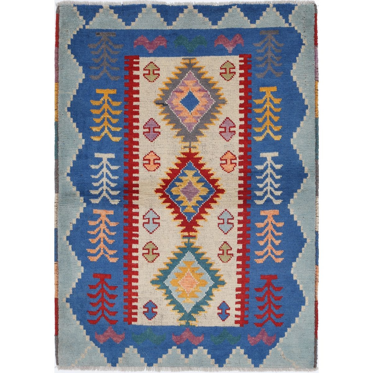 Revival 3x5 Handmade Double Knotted Washable Wool Rug - Colorful