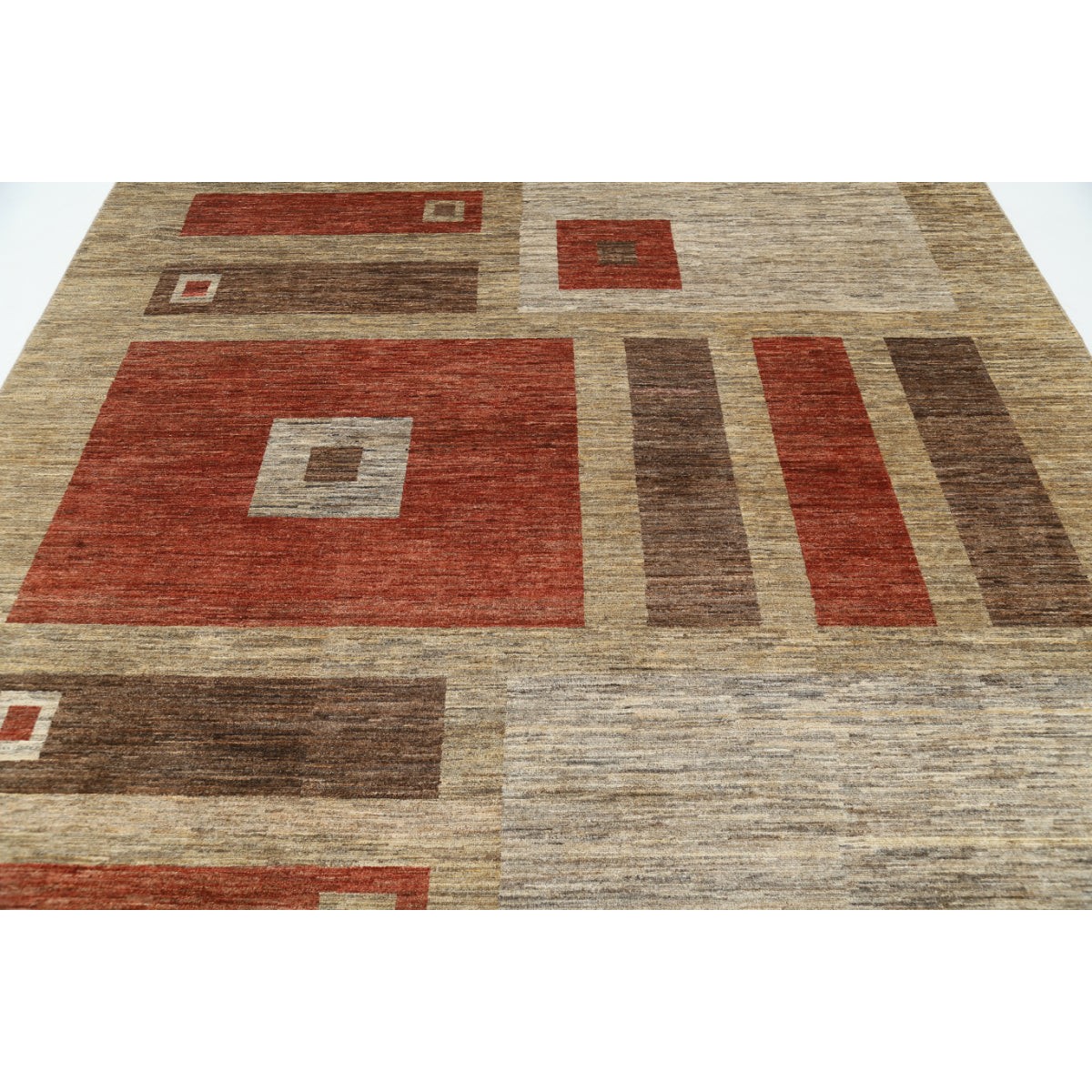 Modcar 8x10 Handmade Double Knotted Washable Wool Rug - Colorful