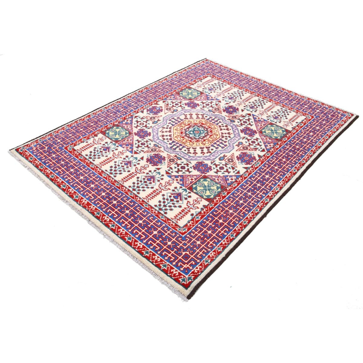 Revival 5x7 Handmade Double Knotted Washable Wool Rug - Colorful
