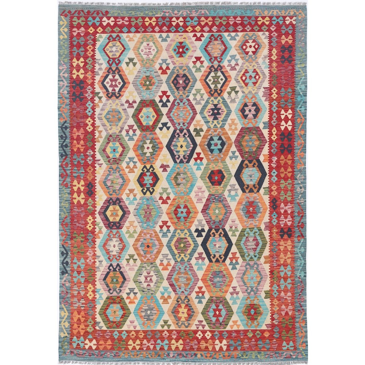 Maimana 7x10 Hand Woven Washable Wool Rug - Colorful