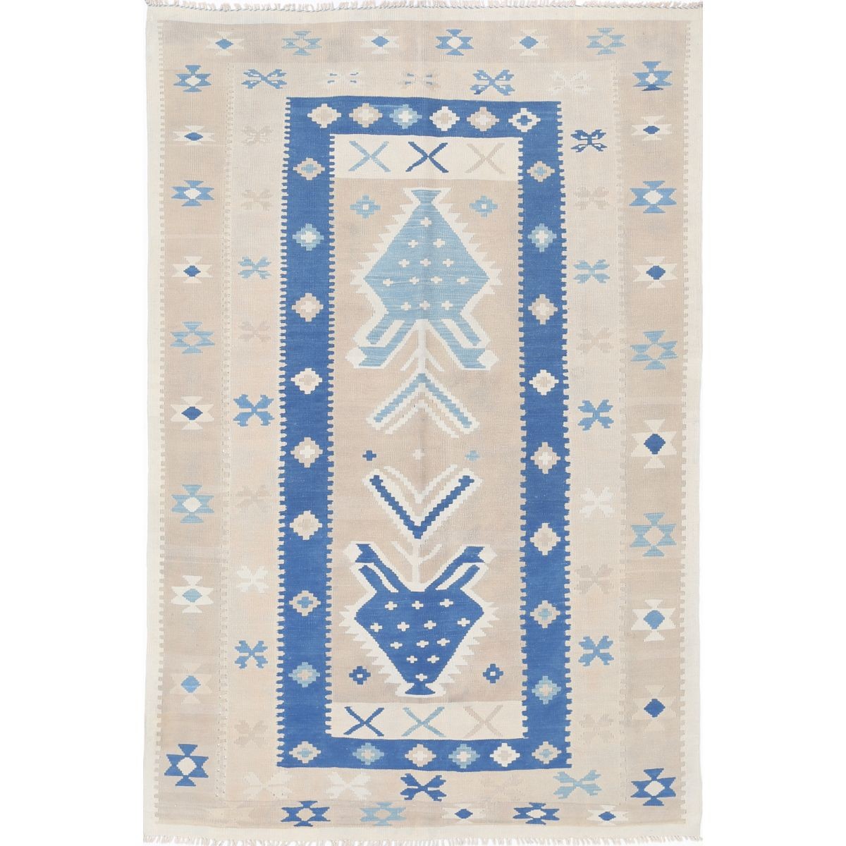 Kafkaas 5x7 Hand Woven Washable Wool Rug - Soft Hues