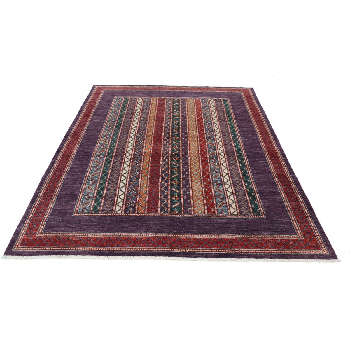 Shaal 6x8 Handmade Double Knotted Washable Wool Rug - Colorful