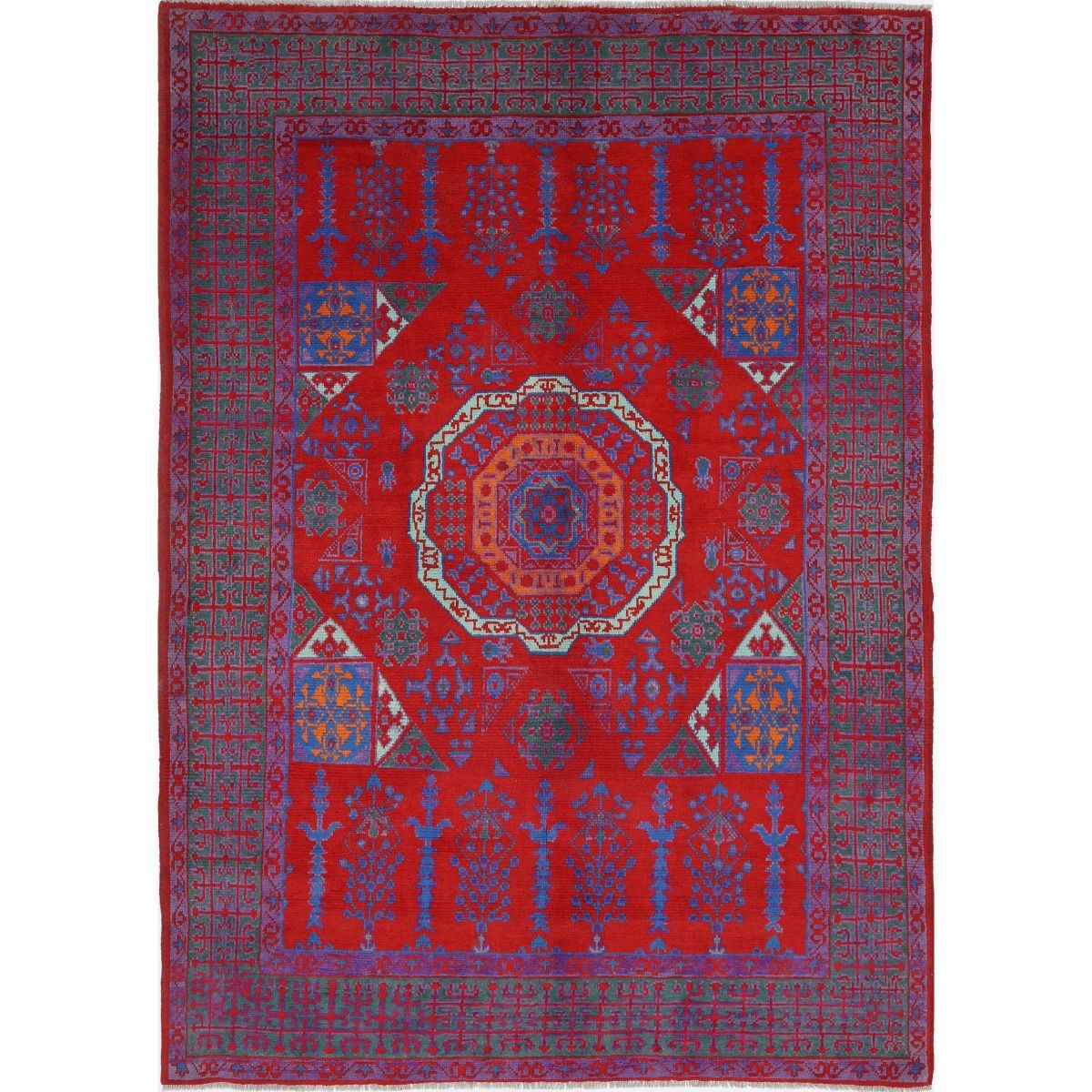 Revival 6x8 Handmade Double Knotted Washable Wool Rug - Colorful