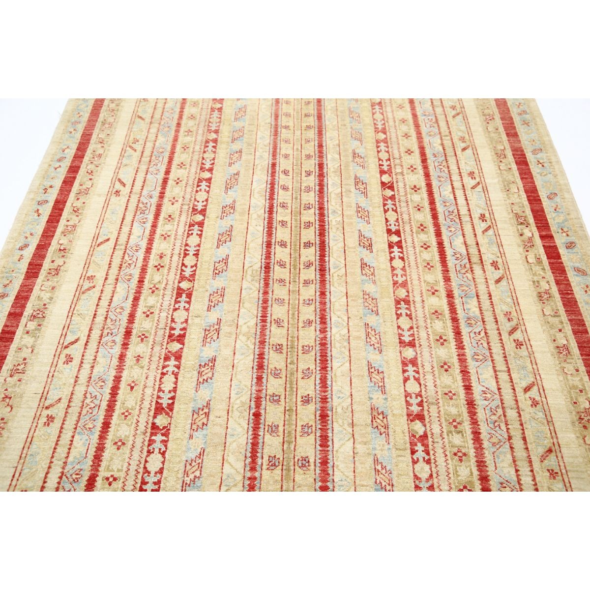 Shaal 6x8 Handmade Double Knotted Washable Wool Rug - Colorful