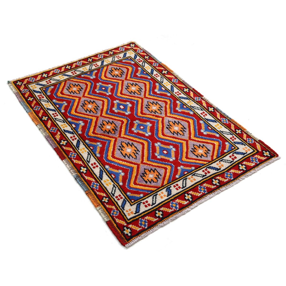 Revival 3x4 Handmade Double Knotted Washable Wool Rug - Colorful