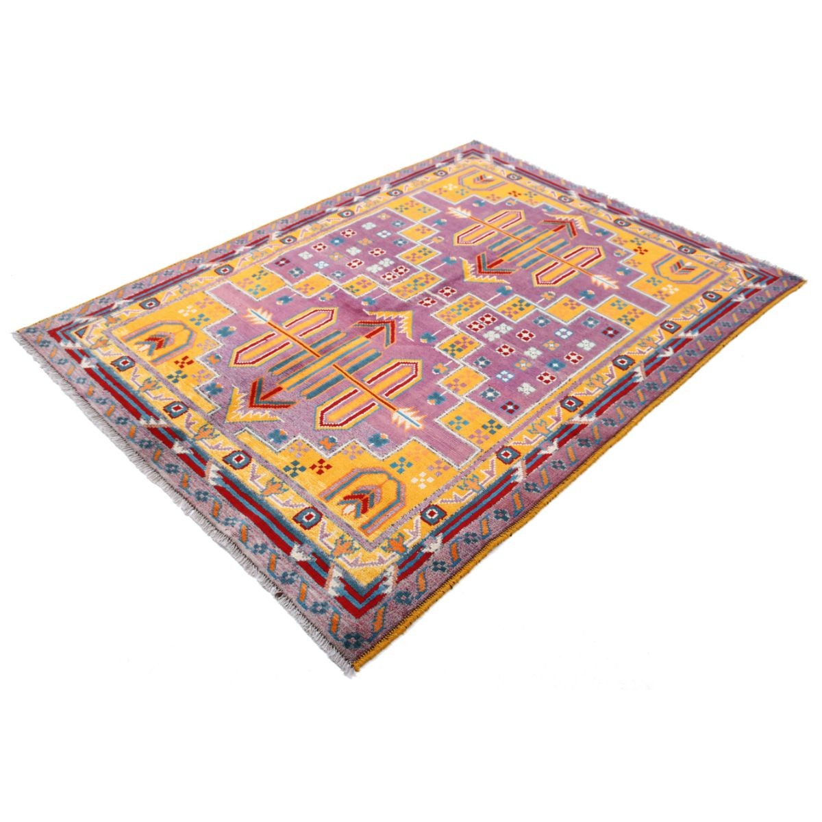 Revival 5x7 Handmade Double Knotted Washable Wool Rug - Colorful