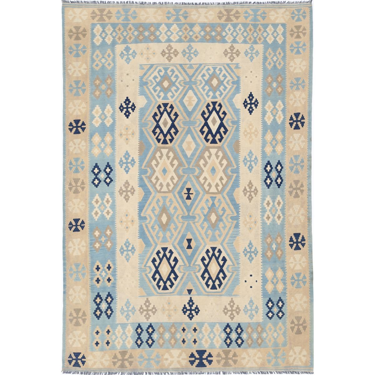 Kafkaas 7x10 Hand Woven Washable Wool Rug - Soft Hues
