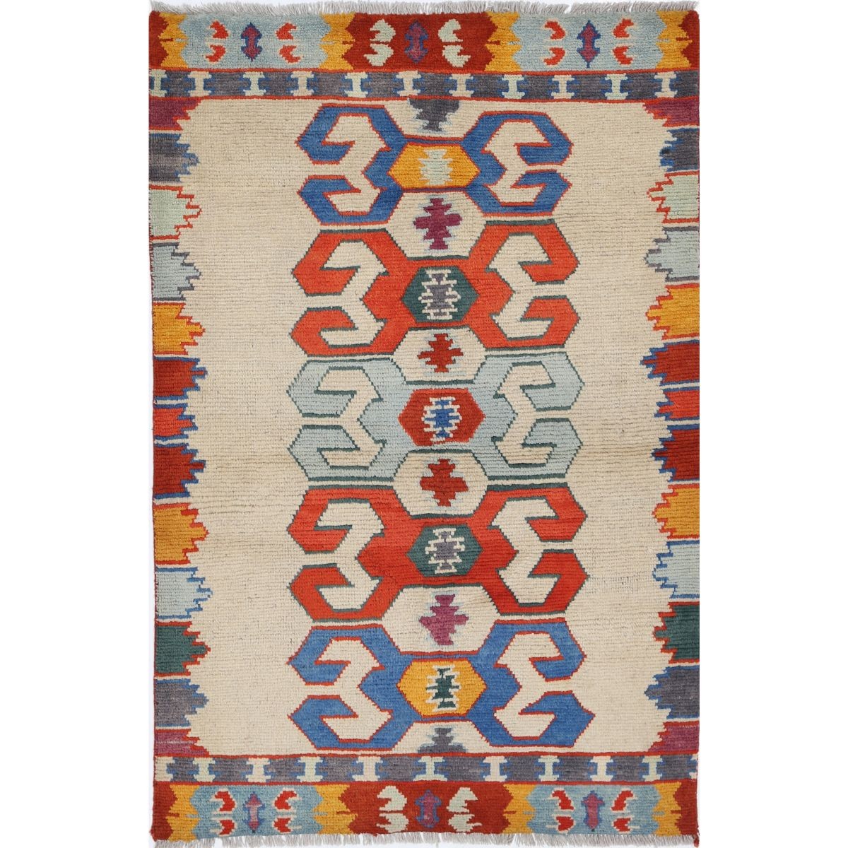 Revival 3x5 Handmade Double Knotted Washable Wool Rug - Colorful