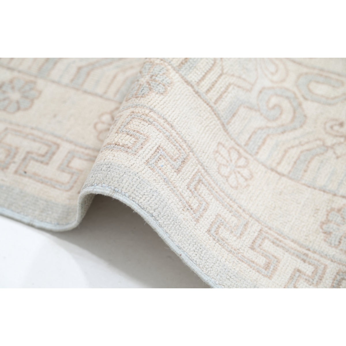 Khotan 17x25 Handmade Double Knotted Washable Wool Rug - Soft Hues