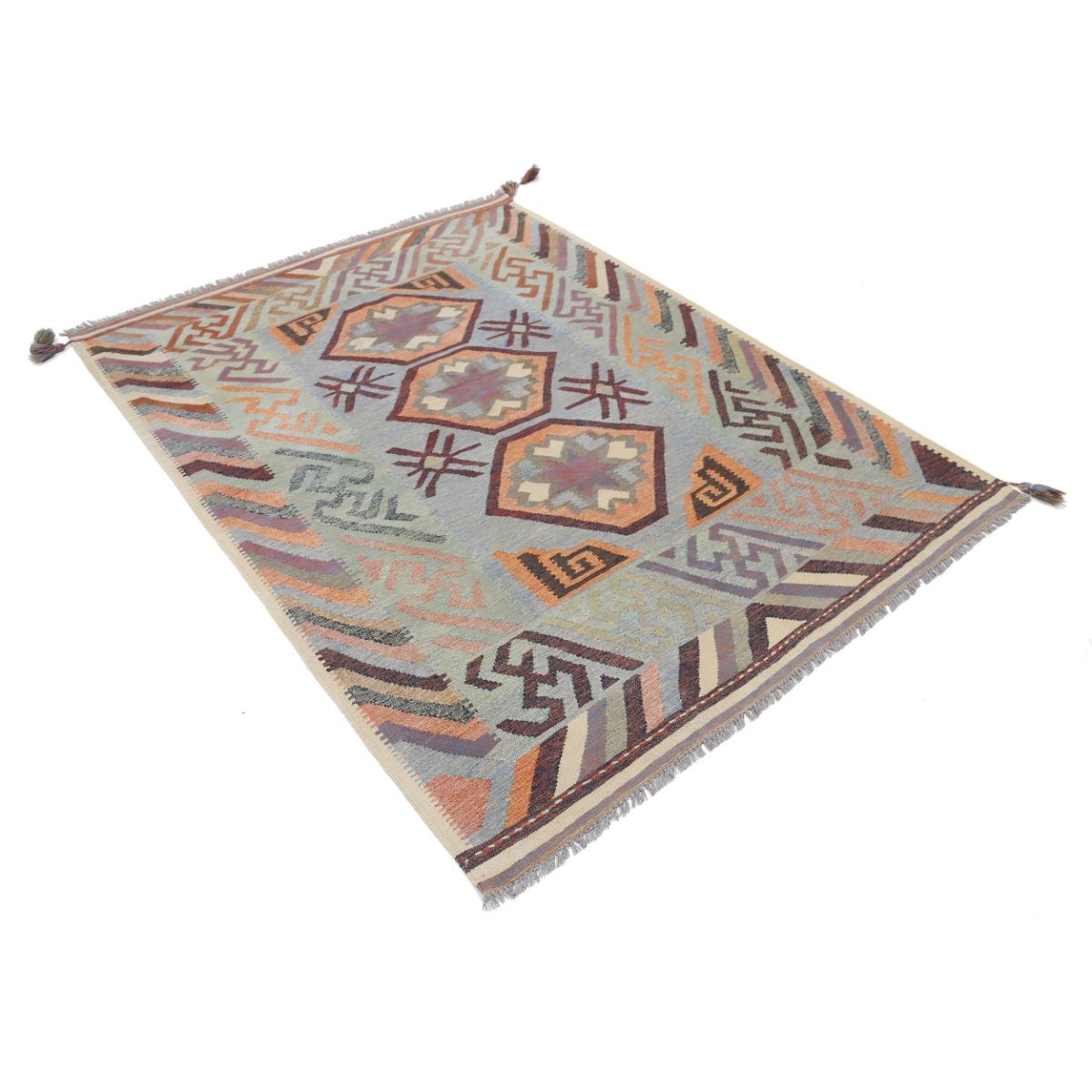 Kafkaas 5x7 Hand Woven Washable Wool Rug - Colorful