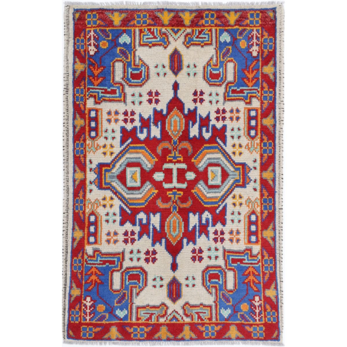 Revival 3x4 Handmade Double Knotted Washable Wool Rug - Colorful