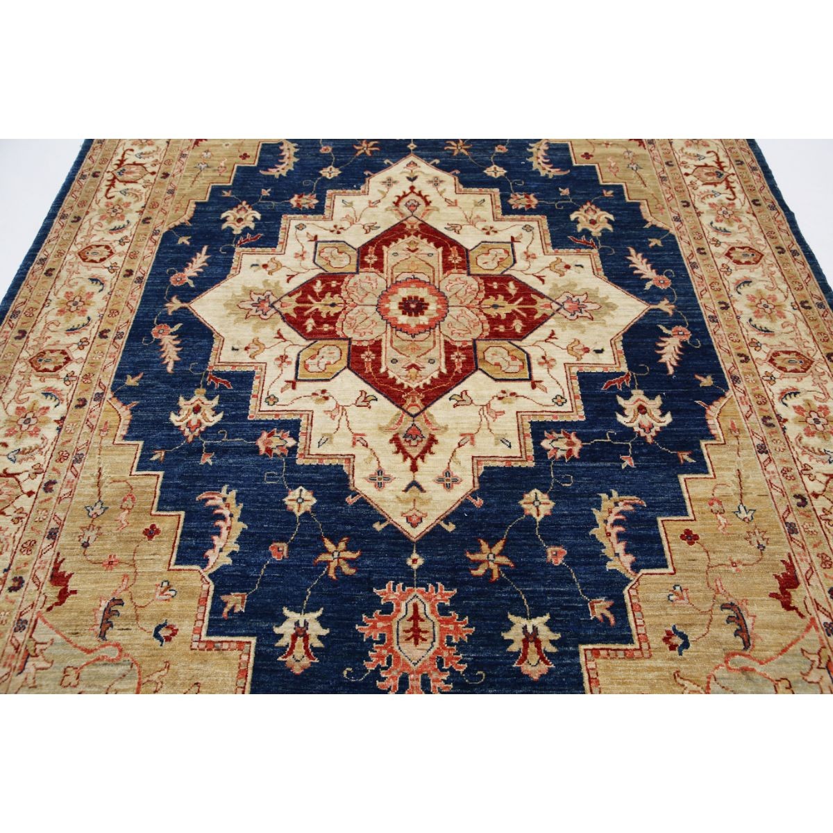 Heriz 7x11 Handmade Double Knotted Washable Wool Rug - Colorful
