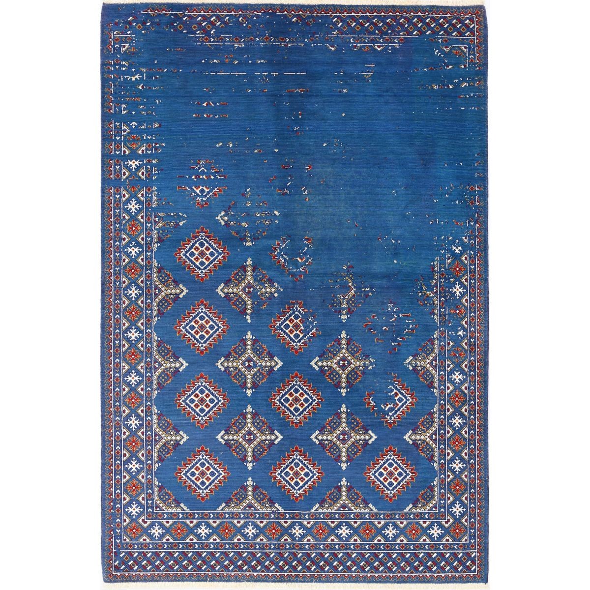 Ajrak 4'0" X 6'0" Wool Powered-Loomed Rug