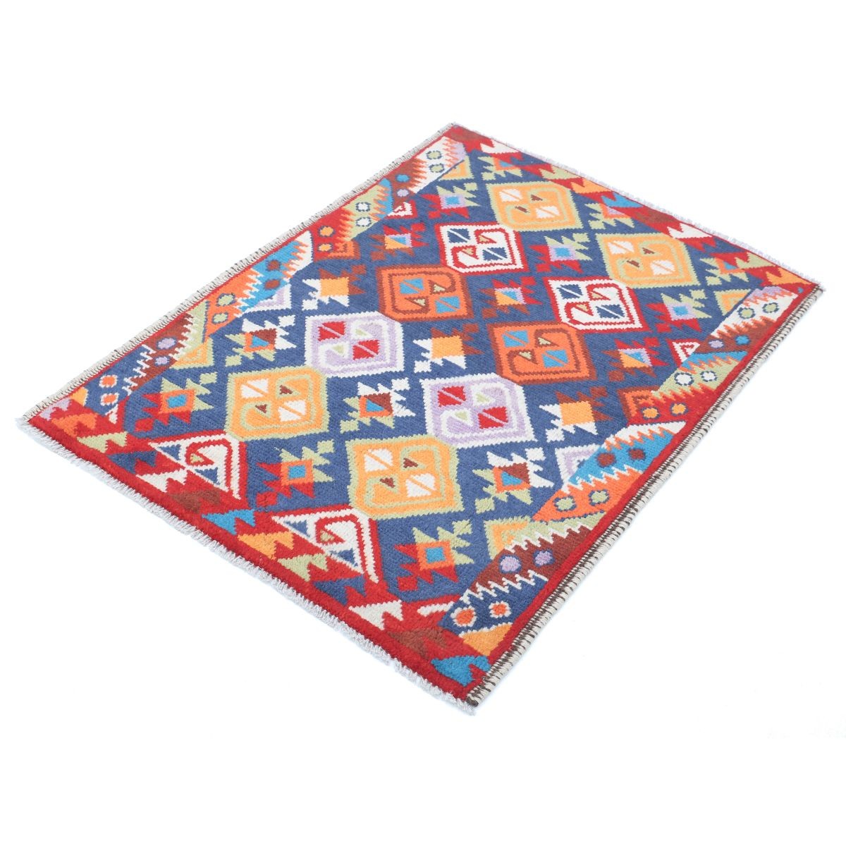 Revival 3x4 Handmade Double Knotted Washable Wool Rug - Colorful
