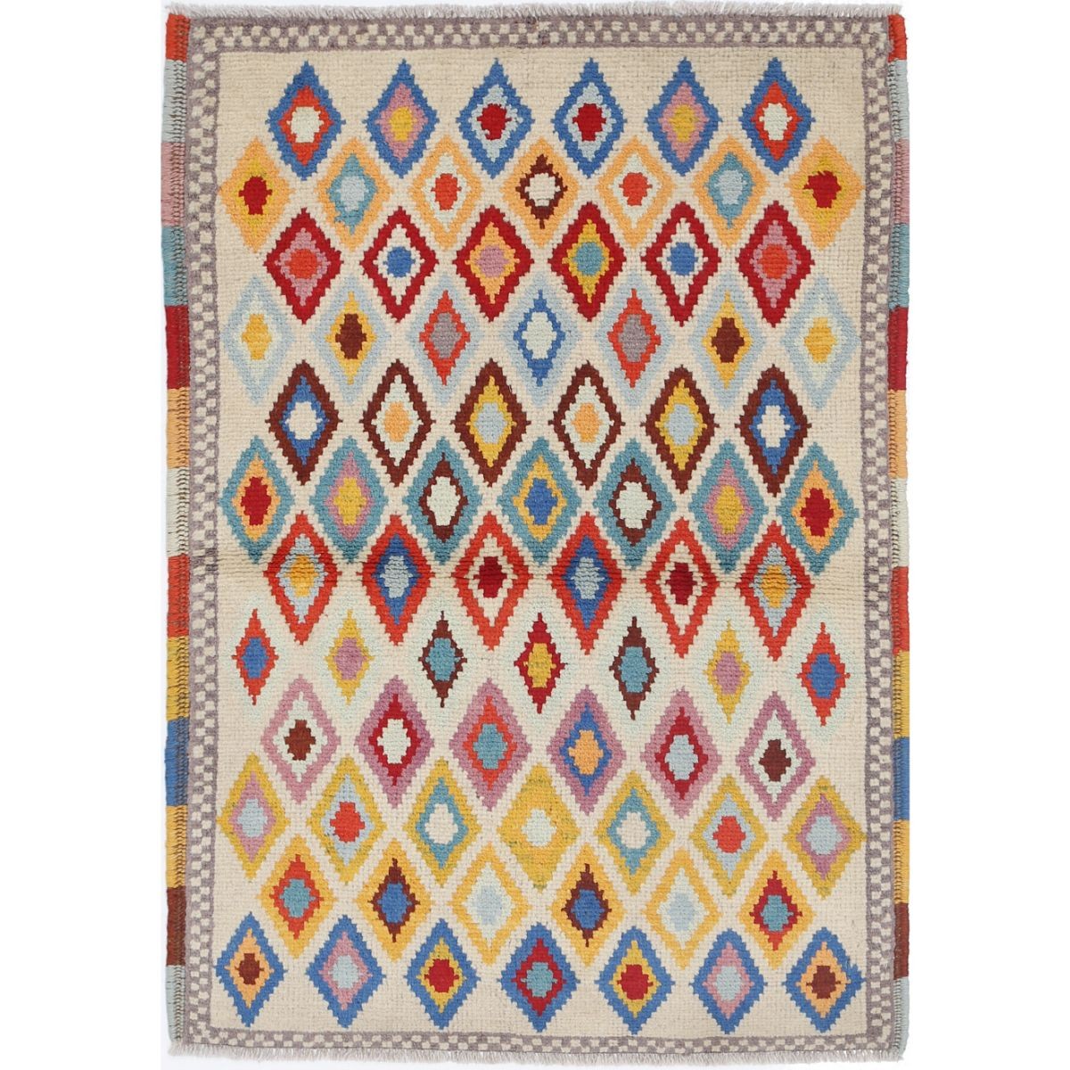Revival 3x4 Handmade Double Knotted Washable Wool Rug - Colorful