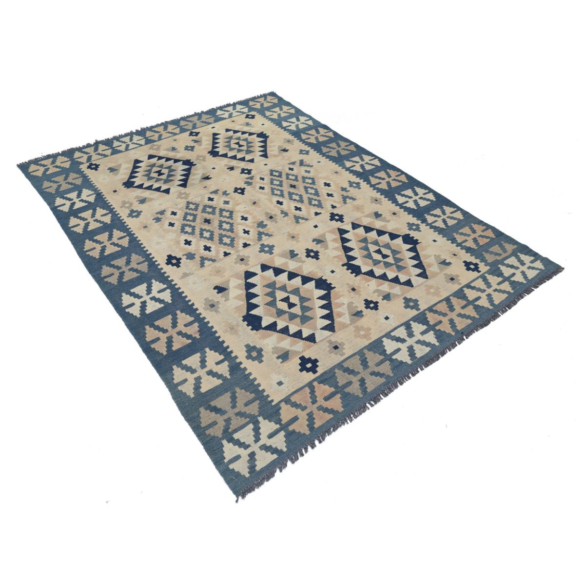 Kafkaas 5x7 Hand Woven Washable Wool Rug - Soft Hues