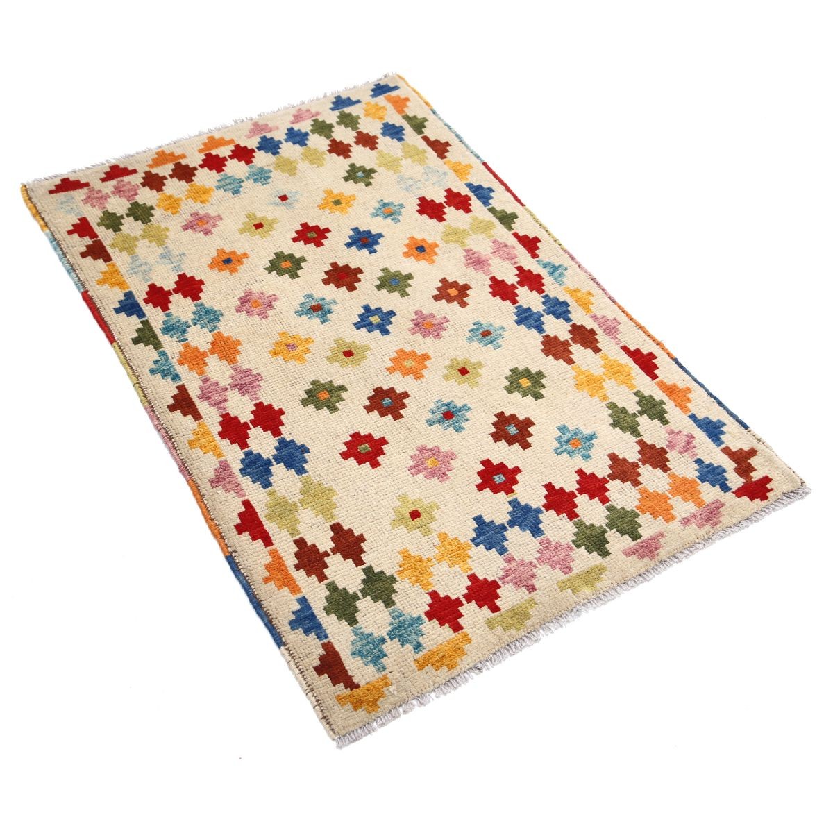 Revival 3x4 Handmade Double Knotted Washable Wool Rug - Colorful
