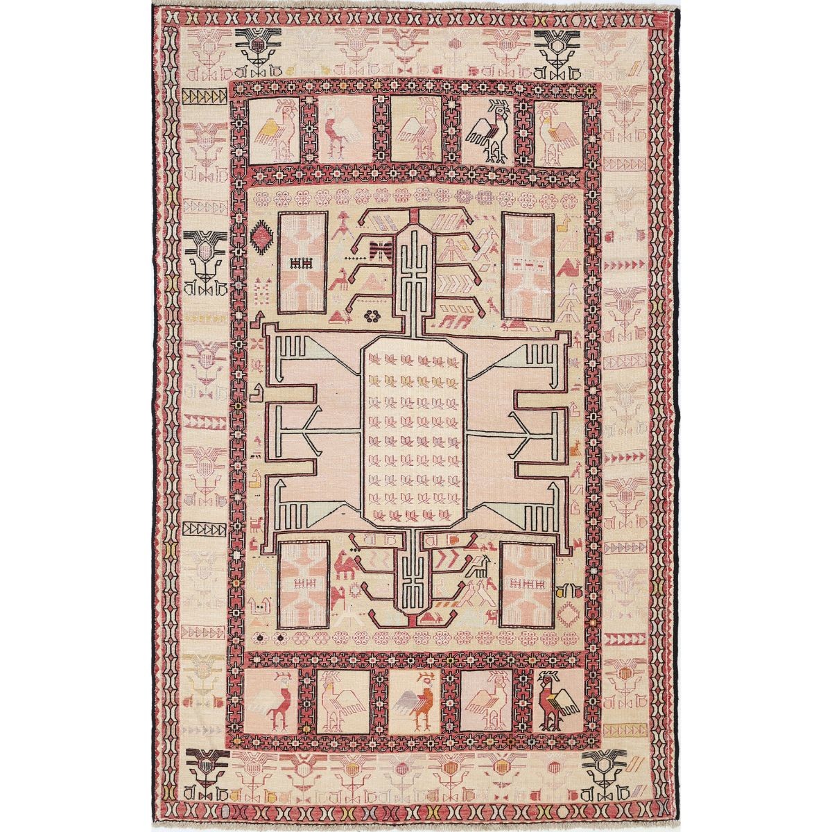 Silki 4x6 Hand Woven Washable Silk Rug - Colorful