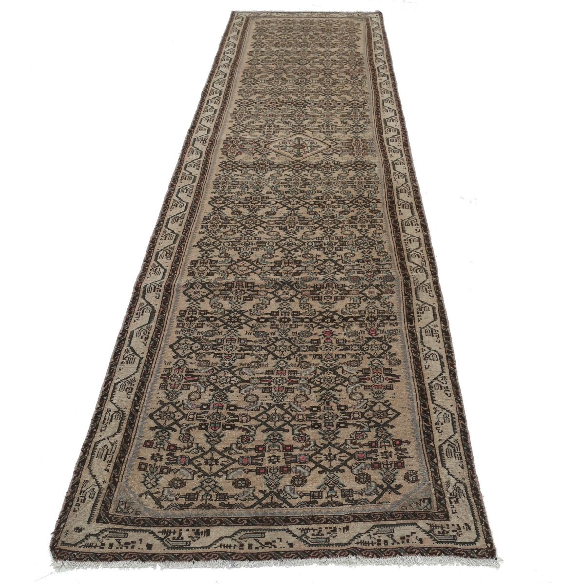 Vintage 3x12 Hand-Knotted Washable Wool Runner - Soft Hues