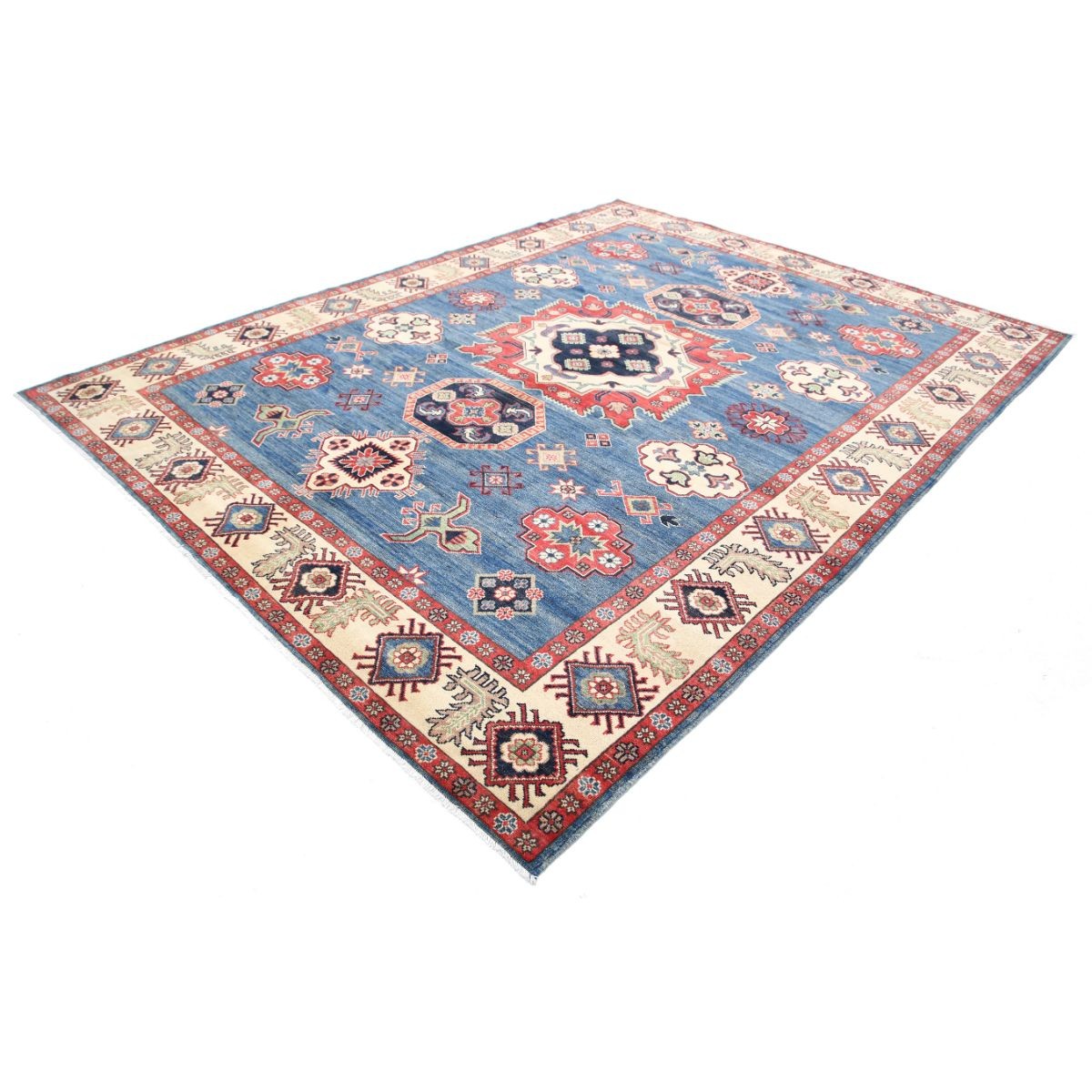 Kazak 8x11 Handmade Double Knotted Washable Wool Rug - Colorful