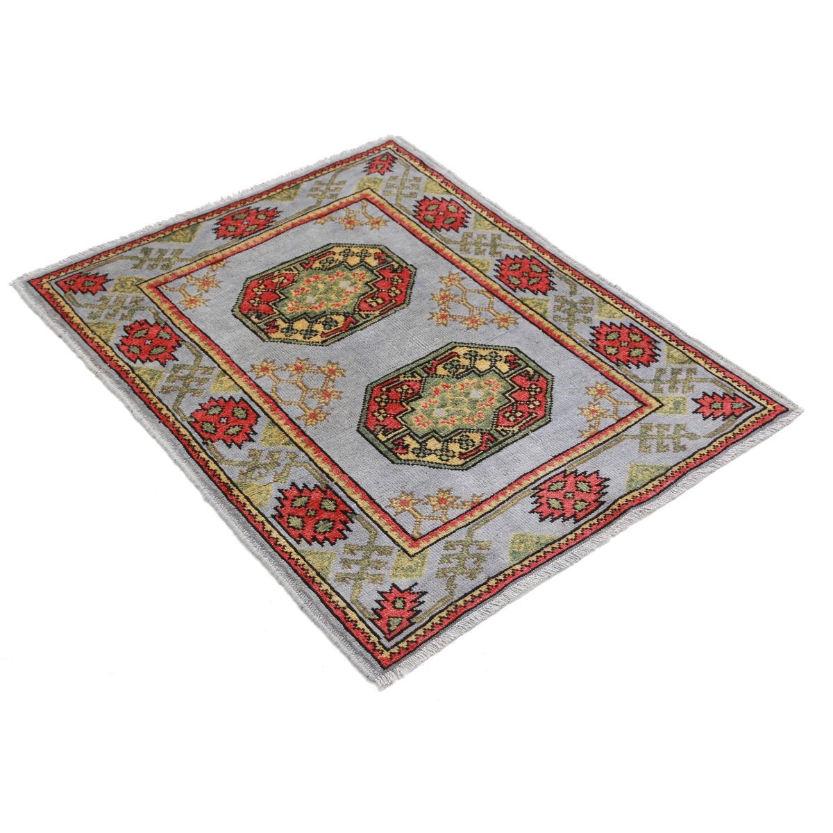 Revival 3x3 Handmade Double Knotted Washable Wool Rug - Colorful