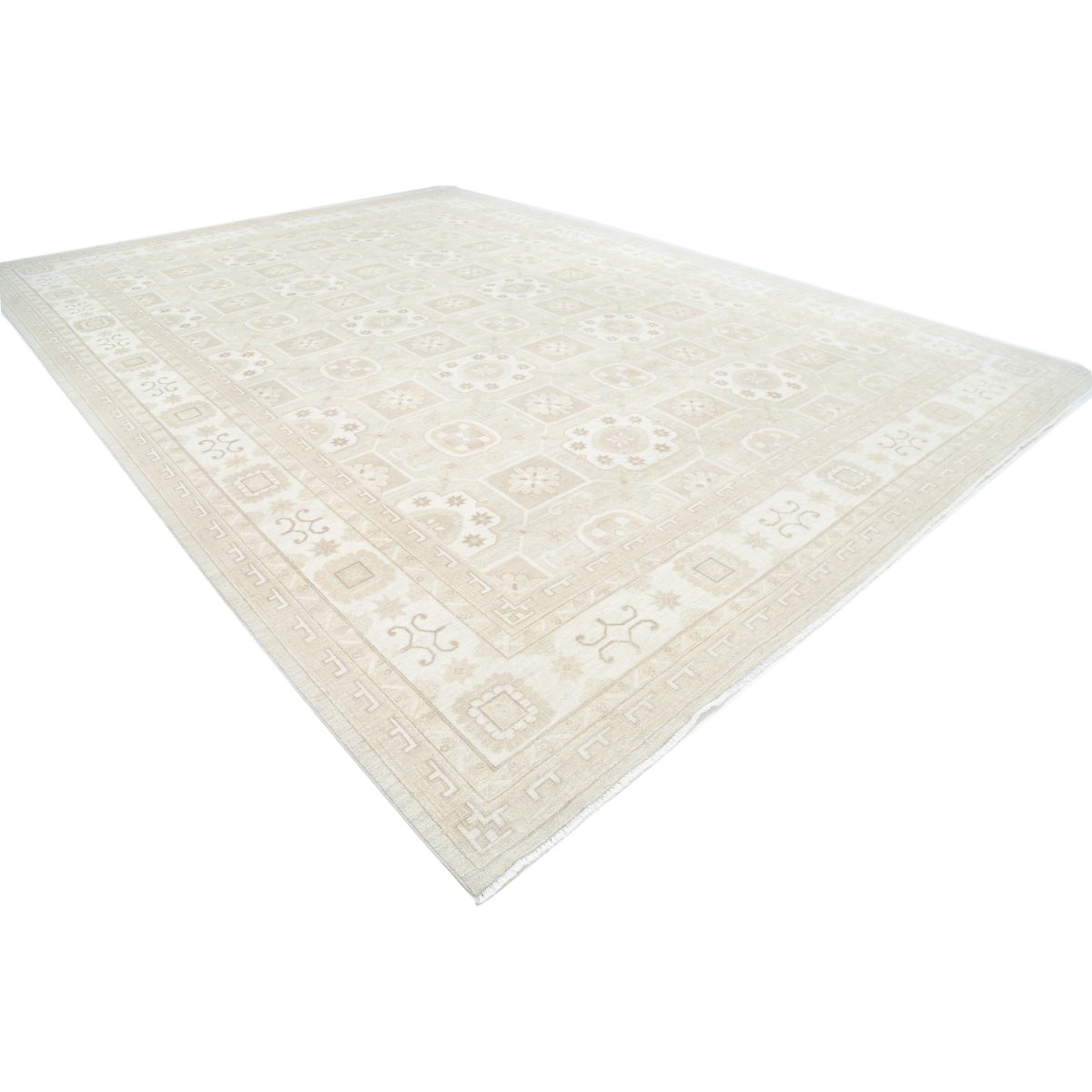 Khotan 13x18 Handmade Double Knotted Washable Wool Rug - Soft Hues