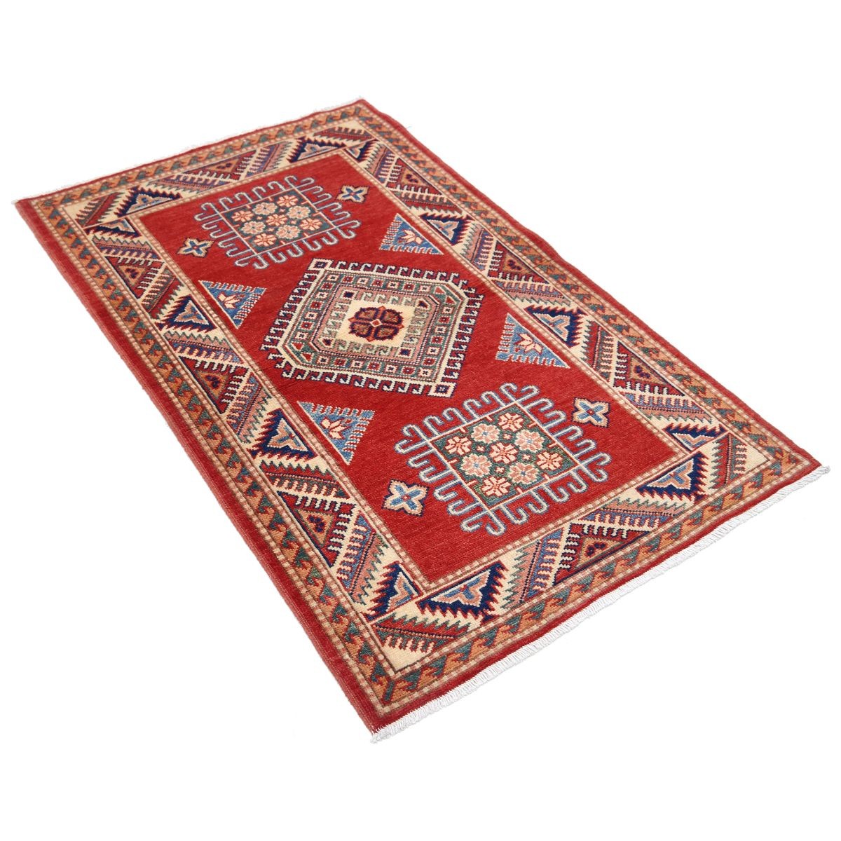 Kazak 3x5 Handmade Double Knotted Washable Wool Rug - Colorful