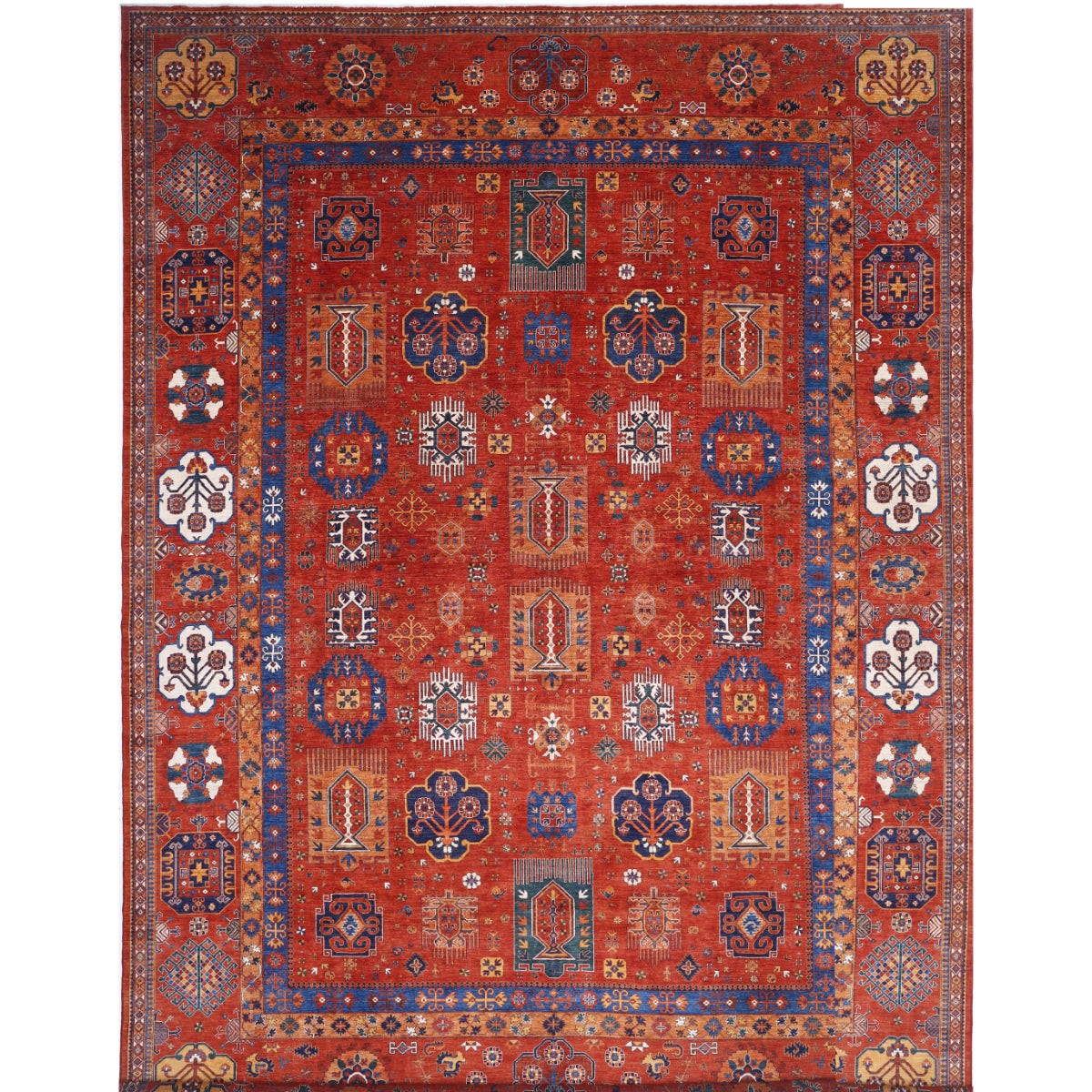 Humna 17x22 Handmade Double Knotted Washable Wool Rug - Colorful