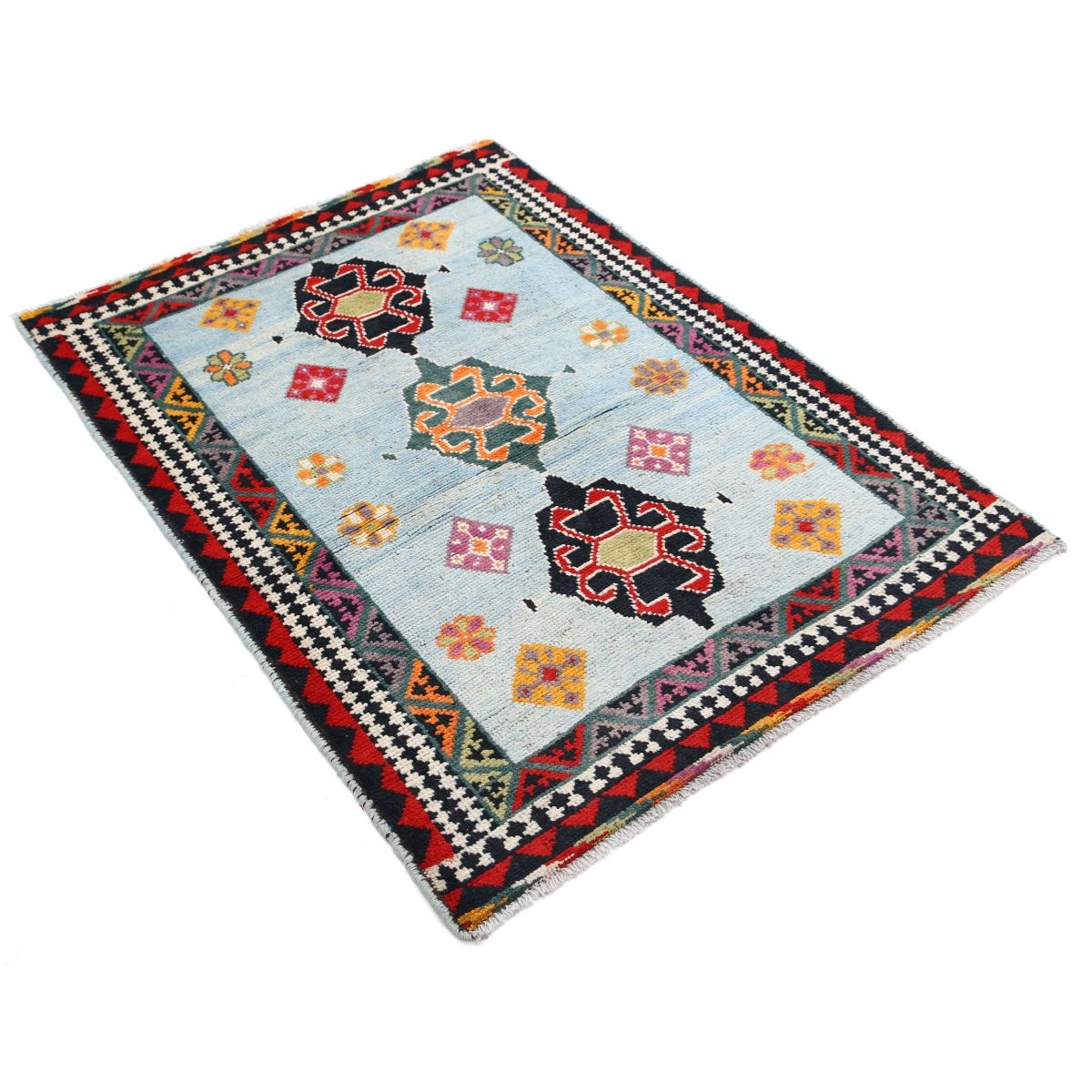 Revival 4x5 Handmade Double Knotted Washable Wool Rug - Colorful