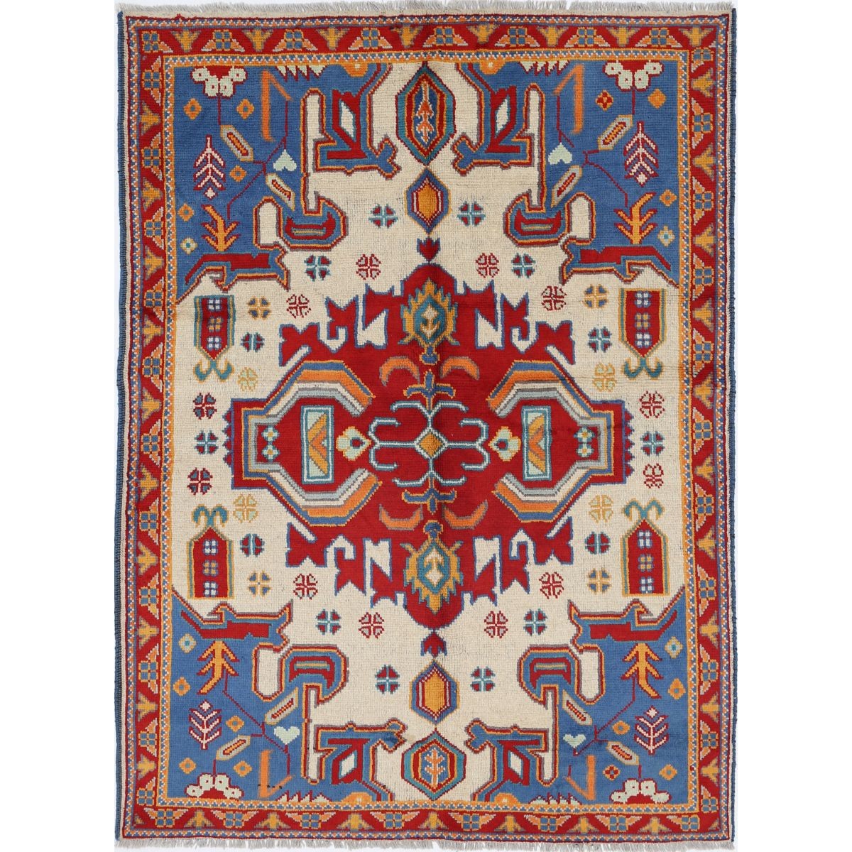 Revival 5x7 Handmade Double Knotted Washable Wool Rug - Colorful