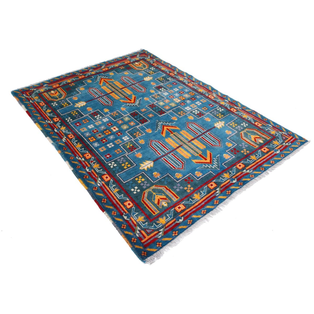 Revival 5x6 Handmade Double Knotted Washable Wool Rug - Colorful
