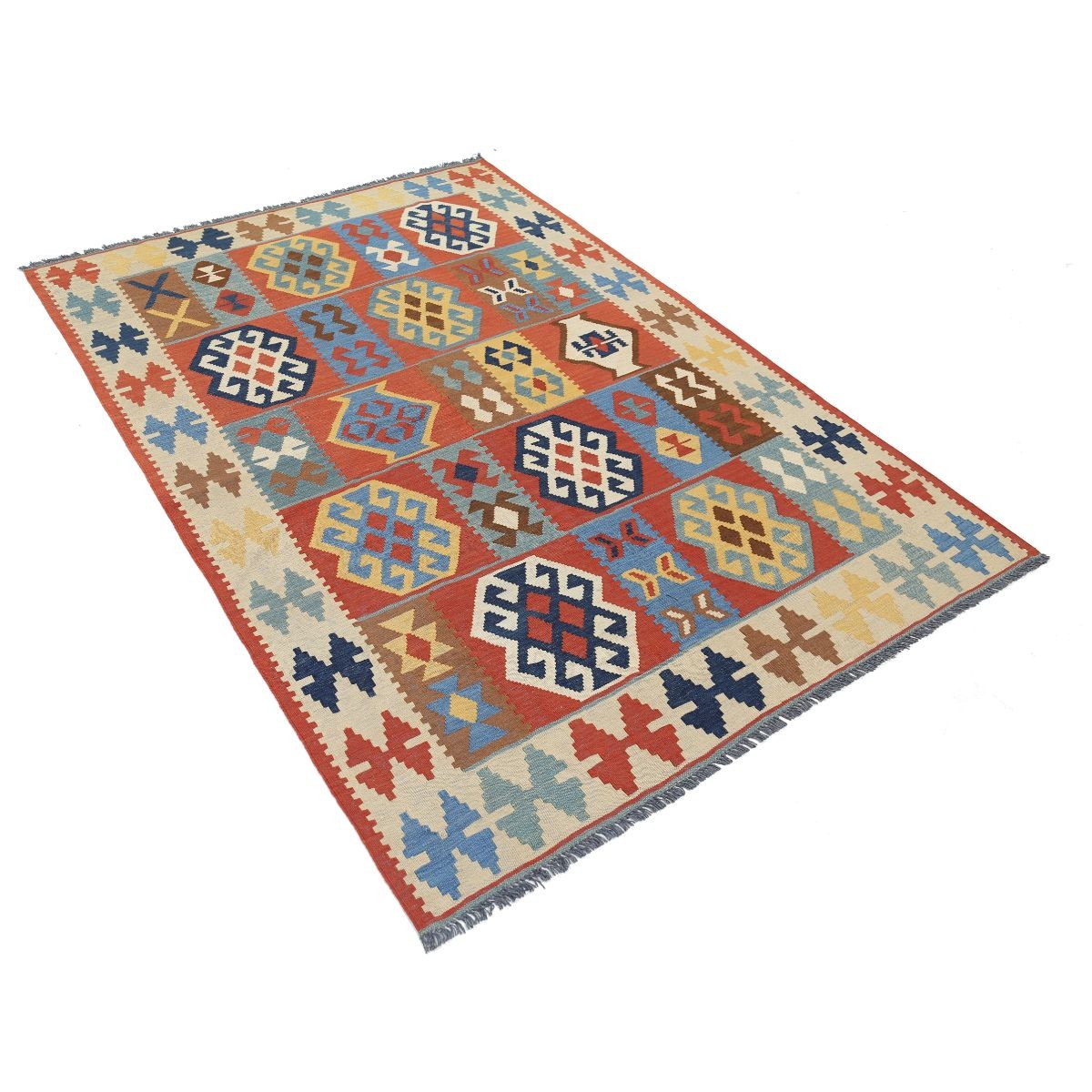 Kafkaas 5x7 Hand Woven Washable Wool Rug - Colorful