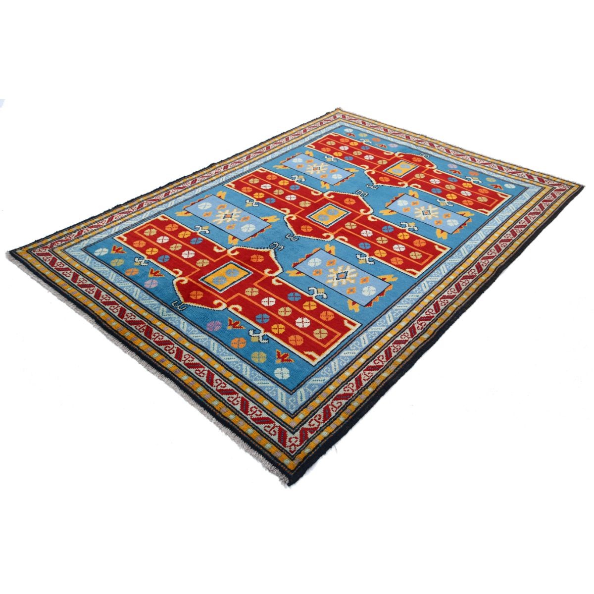 Revival 6x8 Handmade Double Knotted Washable Wool Rug - Colorful