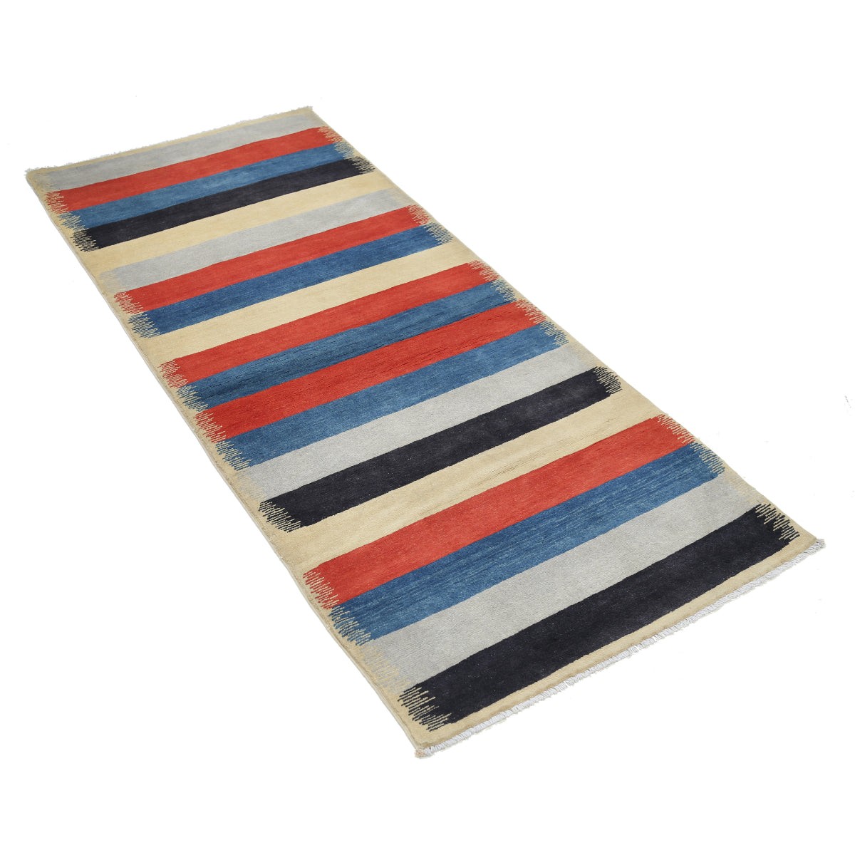 Modcar 3x6 Handmade Double Knotted Washable Wool Runner - Colorful