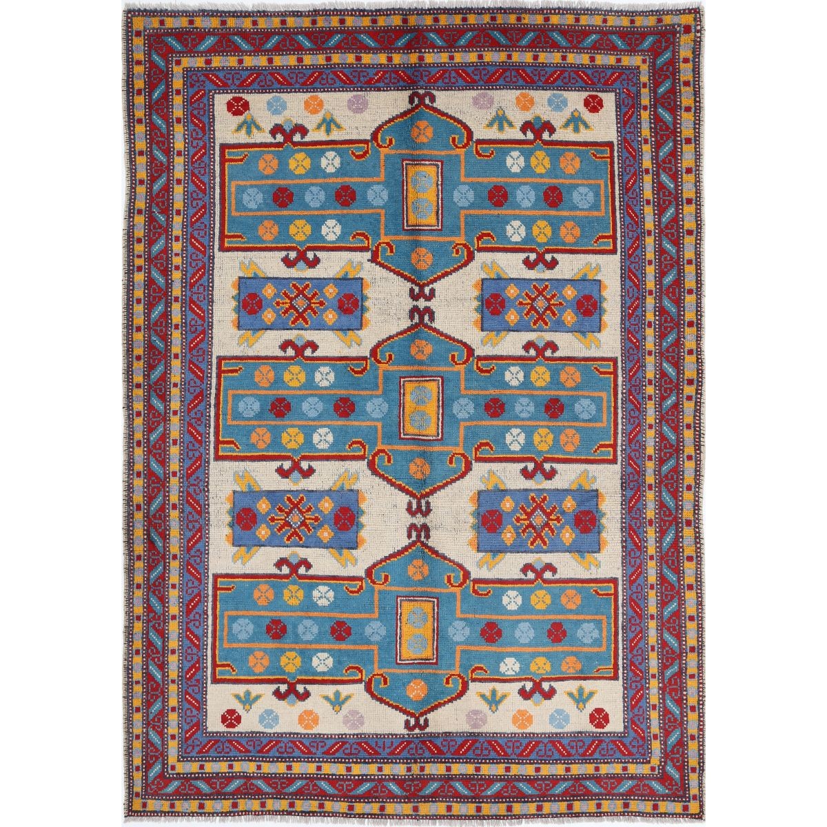 Revival 6x8 Handmade Double Knotted Washable Wool Rug - Colorful