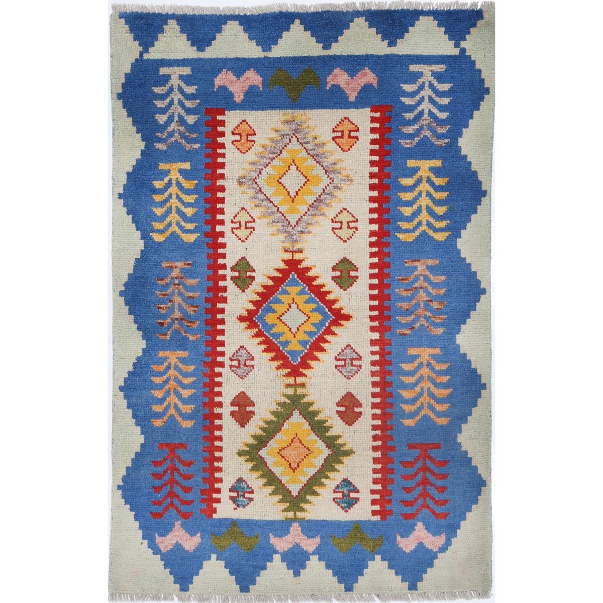 Revival 3x5 Handmade Double Knotted Washable Wool Rug - Colorful