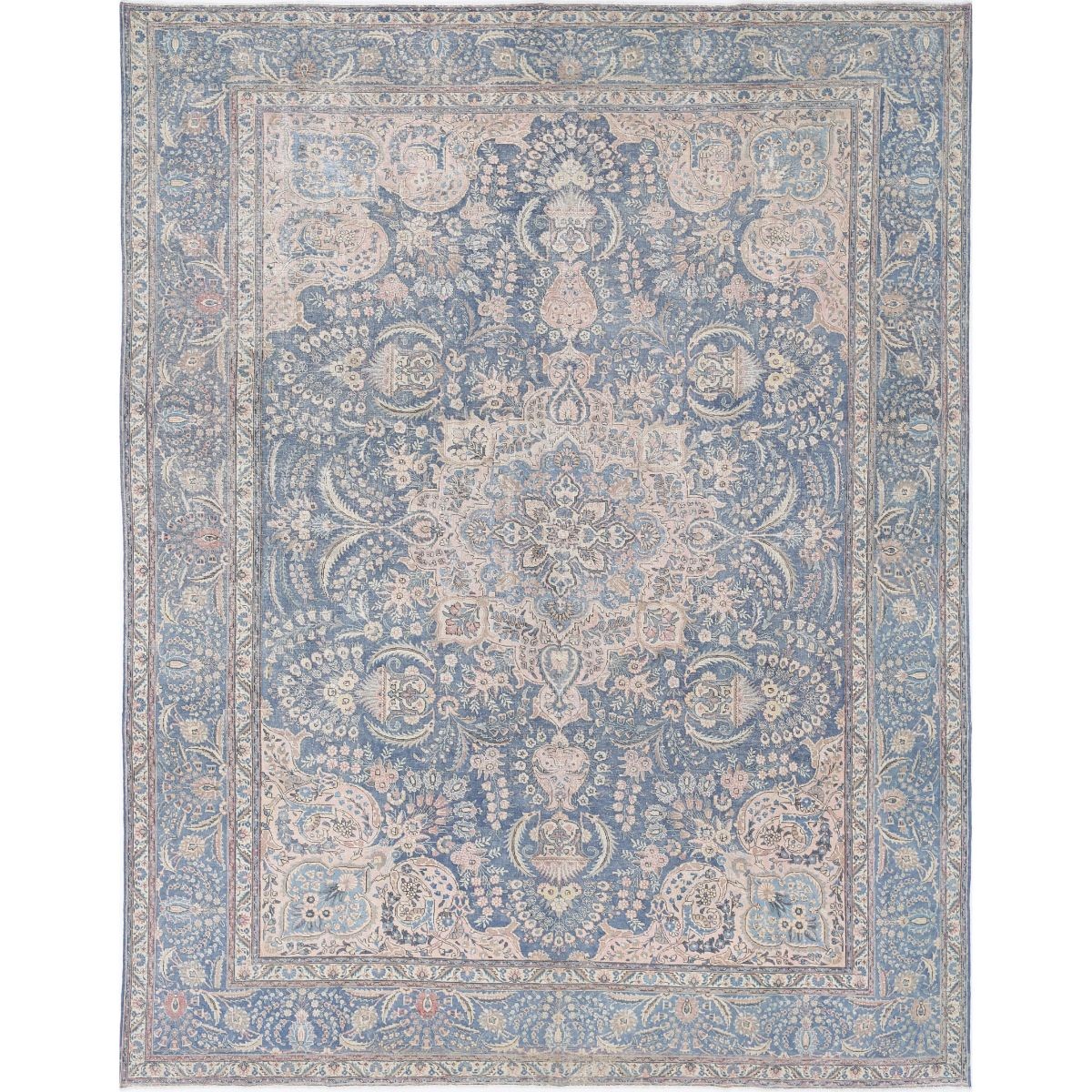 Vintage 12x15 Handmade Double Knotted Washable Wool Rug - Soft Hues