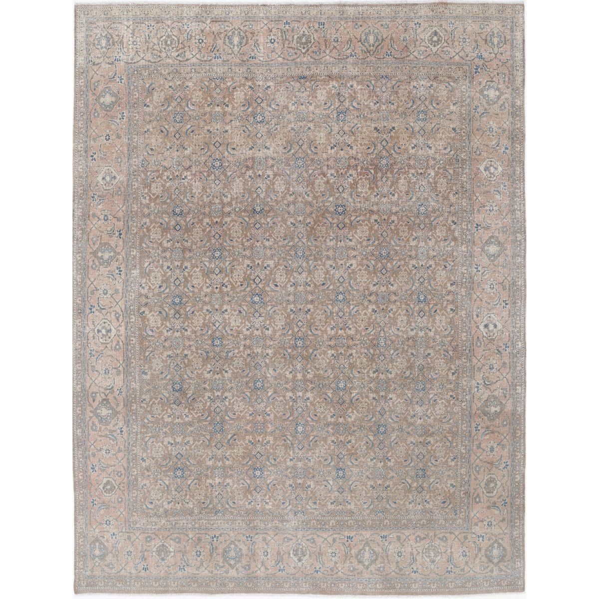 Vintage 9x12 Handmade Double Knotted Washable Wool Rug - Soft Hues