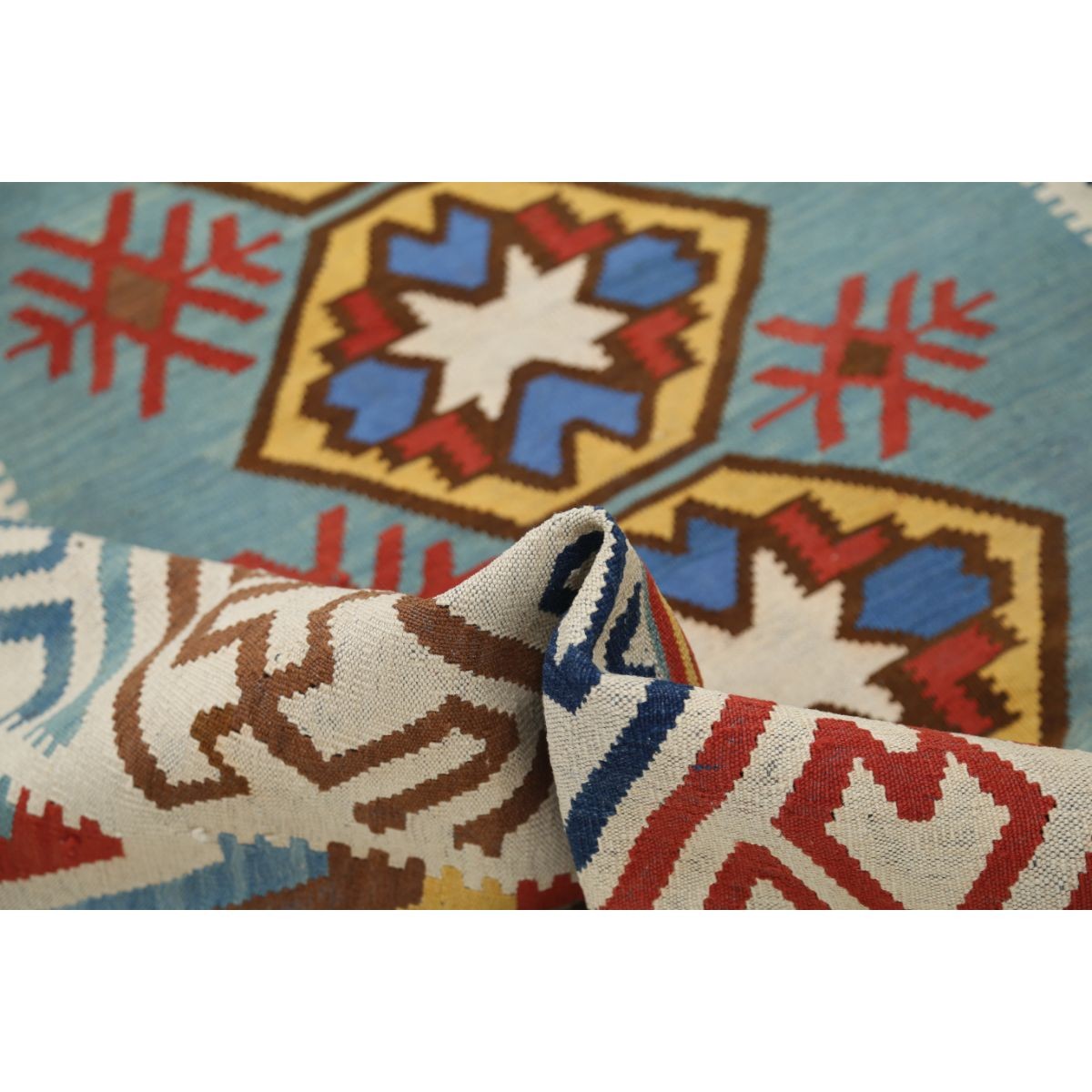 Kafkaas 5x7 Hand Woven Washable Wool Rug - Colorful