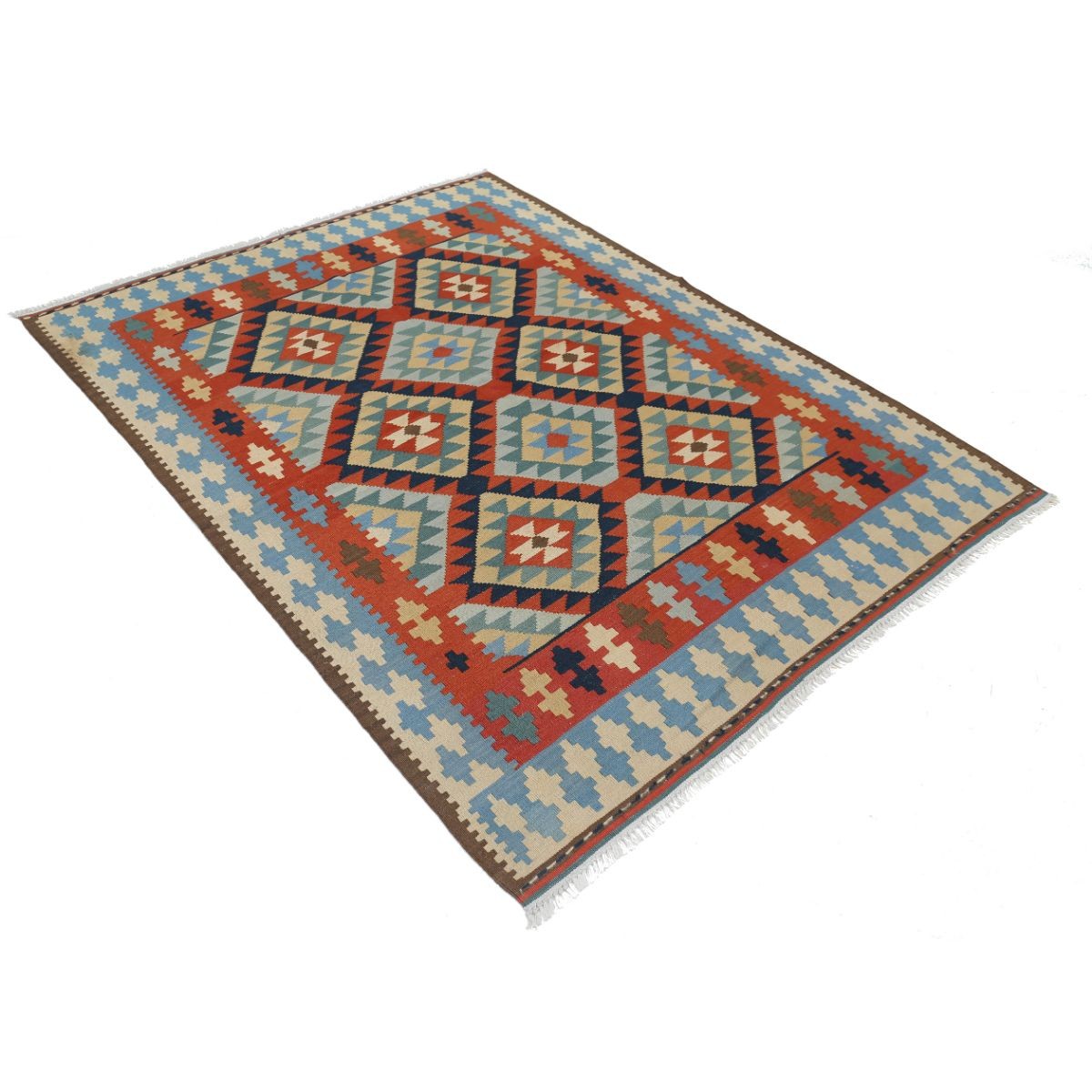 Kafkaas 5x6 Hand Woven Washable Wool Rug - Colorful