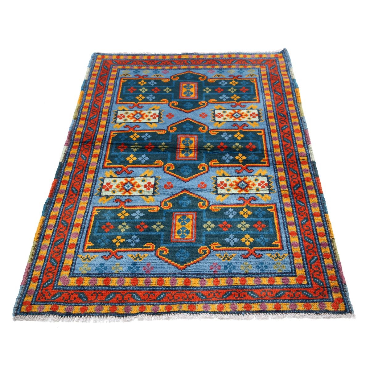 Revival 3x5 Handmade Double Knotted Washable Wool Rug - Colorful